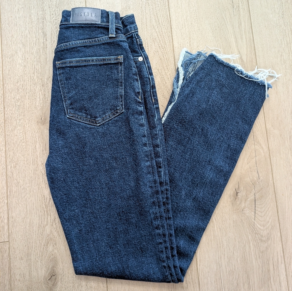 Pistola Women's Dark Wash Straight Jeans - Dark Blue